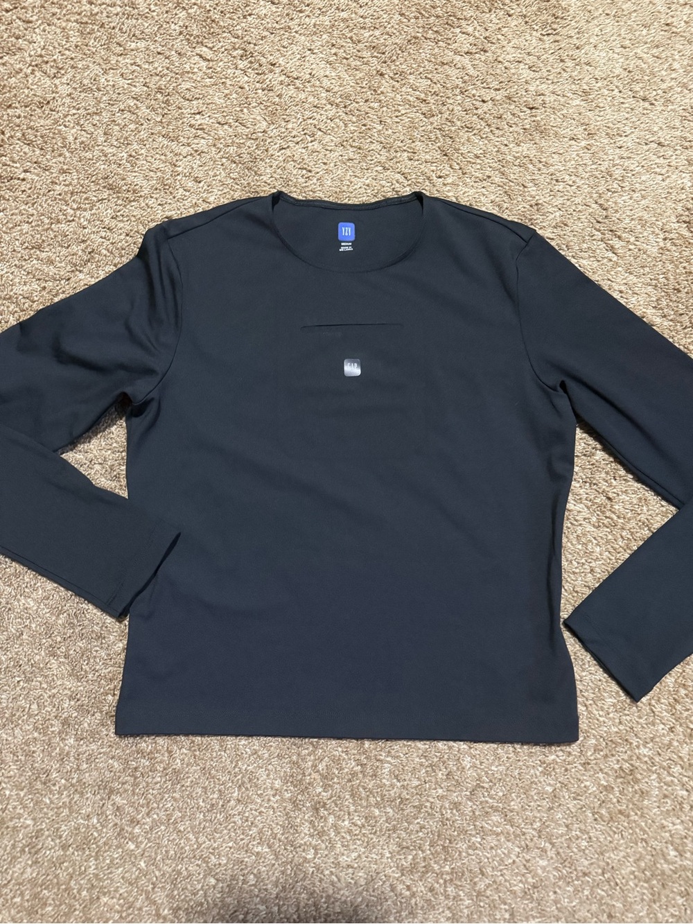 Yeezy Black Long Sleeve Crew Tee with Subtle Chest Logo